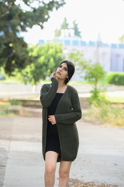 openex tekstil Openex Khaki Women's Thessaloniki Knitted Sweater Cardigan