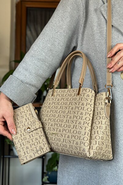 Just Polo Sand Combination Color 5 Compartment Women's Hand and Shoulder Bag ...