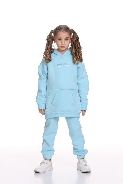 Toçka Set de trening pentru fete groase de iarnă, cu glugă, imprimat, buzunare cangur, moale, cu fleece în interior