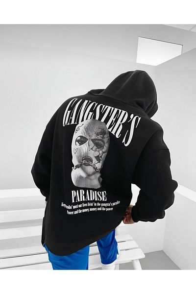 NewCabin Gangster's Paradise Printed Cotton Kangaroo Pocket Hoodie