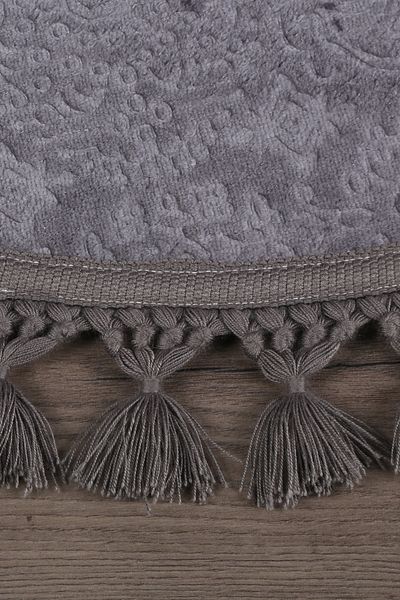 Bonny Home Nova Anthracite Στρογγυλό 160x160 cm Pompom με κρόσσια αντιολισθητική βάση που πλένεται στο πλυντήριο