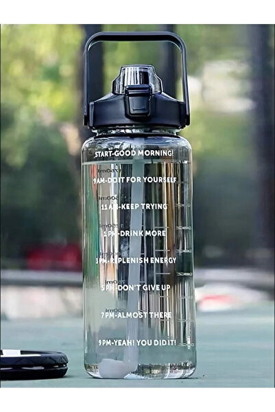 Genel Markalar Şeffaf Motivasyon Matara 2000 ml Suluk Su Şişesi - Bpa Içermez