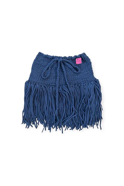 Bohostic Blue Skirts Tasseled Knitted Pareo Skirt