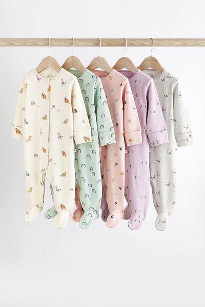 Next Baby 100% Cotton Animal Patterned Set of 5 Overalls