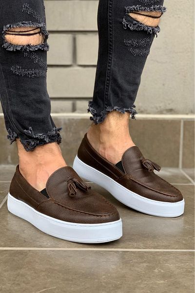 BZ Moda B717 BT Мъжки класически обувки без връзки с ортопедична подметка, кафяви