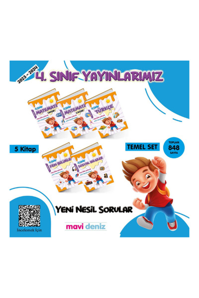 Mavi Deniz Yayınları 4.sınıf Yeni Nesil Sorular Temel Set (5 Kitap)
