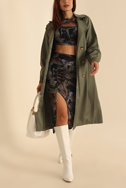 BEDRİAN Taş Düğmeli Tasarım Trençkot 202727