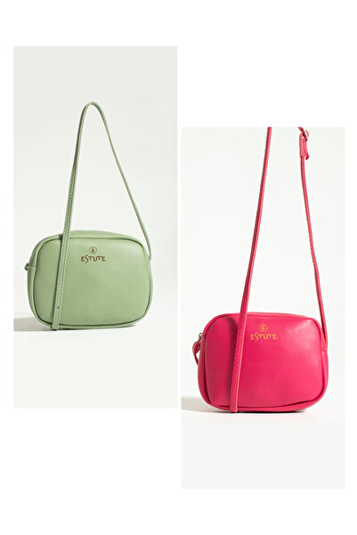 Daily cross strap bag 2-pack fuchsia and mint color