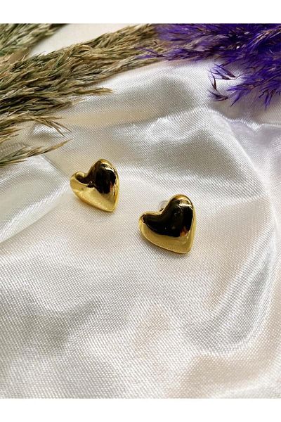Eylülün Takısı Gold Color Heart Earrings