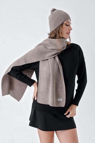 CHUBA Women's Thessaloniki Knitwear Scarf and Beret Set Mink 22WK270