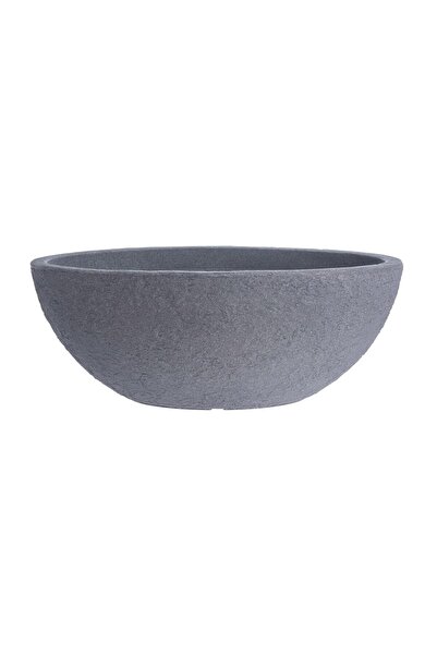 Via Gardenia Namook Plastik Taş Tasarım Saksı Gri G 69cm D 39cm Y 29cm
