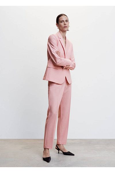 MANGO Woman Straight Cut Fabric Trousers