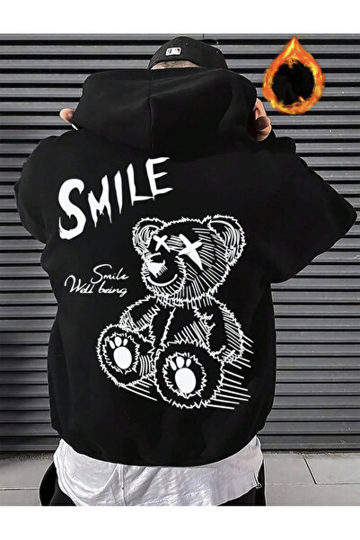 ALİKA Bluza z kapturem Black Smile Oversized