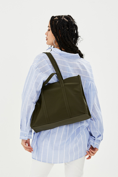 minebag Parachute Fabric Shopper Amelia Women's Shoulder Bag Khaki