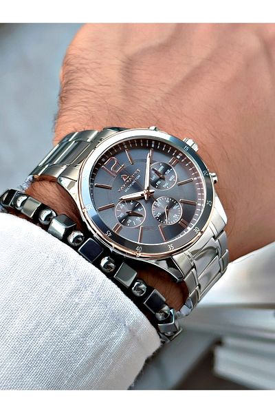 Navimarine Silver Color Steel Strap Functional Men's Wristwatch + BRACELET WITH GIFT