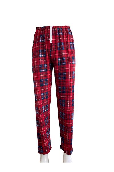 LİLA İÇ GİYİM Women's Suede Plaid Winter Pajama Bottoms