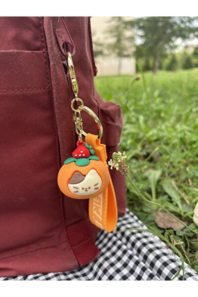 sumicorn Sevimli Domates Kedi Kawaii 3d Silikon Anahtarlık Çanta ve Cüzdan Ak...