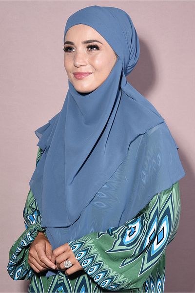 Nowa Scarf Hijab Medium Size Ready Chiffon Souffle Khimar Indigo