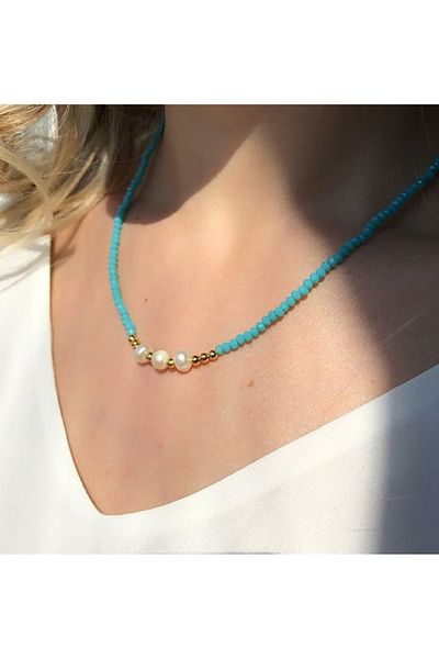 Uno Di Famiglia CRYSTAL GLASS BEADED NECKLACE, PENDANT
