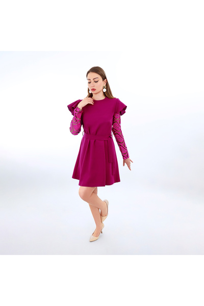 uzun kollu oversize midi elbise