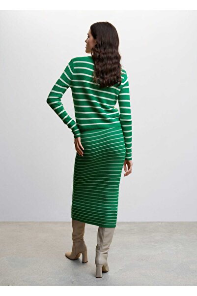 MANGO Woman Yuvarlak Yaka Çizgili Kazak