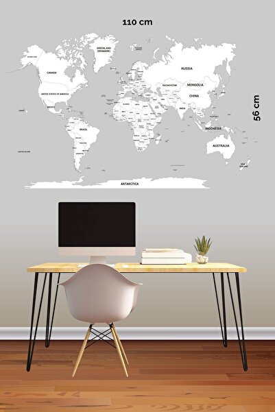 Bİ'ŞEY DÜKKAN Şeffaf Dünya Haritası Yaz Sil Akıllı Kağıt