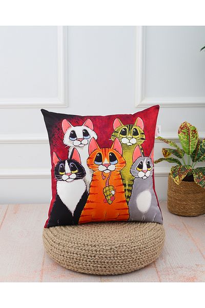 menesahome Throw Pillow Cover, Pillow Cover, Patterned Throw Pillow, Cat Throw Pillow, 43x43 Throw Pillow, Suede