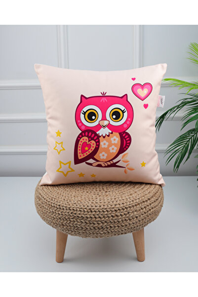 menesahome غطاء وسادة رمي، غطاء وسادة، وسادة رمي منقوشة، وسادة رمي على شكل بومة، وسادة رمي وردية، وسادة رمي مقاس 43 × 43