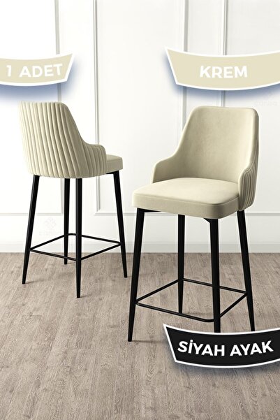 Canisa Enox Serisi, Mutfak Bar Sandalyesi, Babyface Kumaş, Siyah Metal Ayak ,...