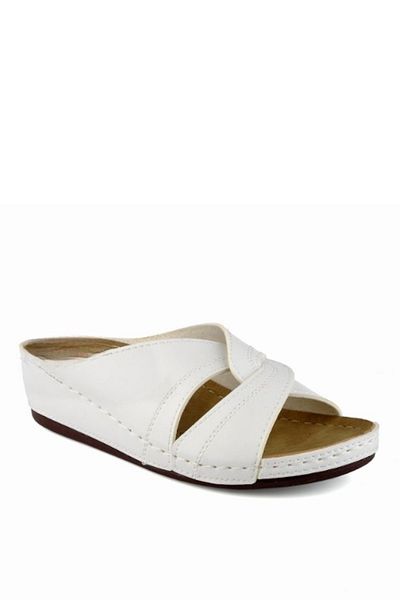İncim Orthopedic Sole High Heel Mother Young Daily Out Home Slippers White Color