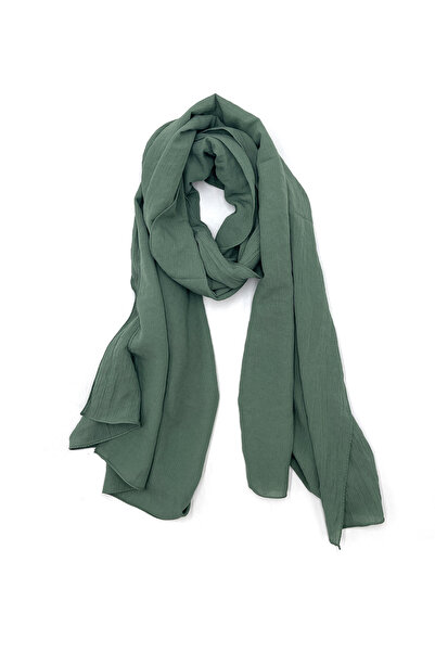 nazipek Yosun Yeşili Krinkıl Şal Bambu Kraş Kumaş Pamuklu Ipeksi Görünüm 185x...