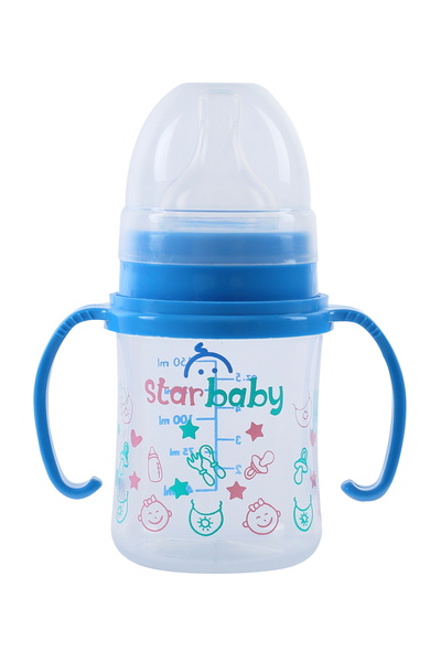 Star Baby Geniş Ağızlı Kulplu Pp Biberon 150 ml Mavi