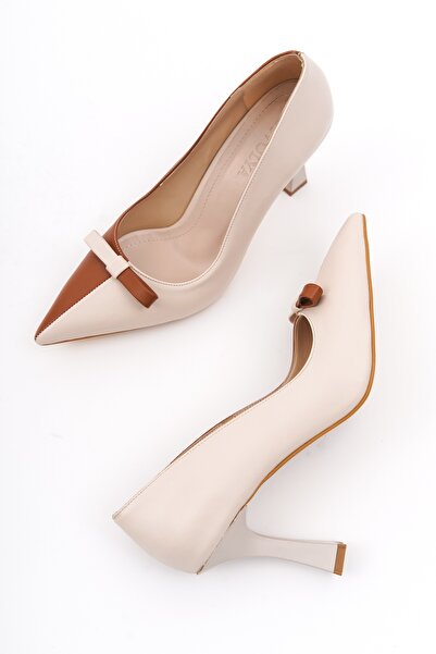 DİVOLYA Alissa Beige Tan Pointed Toe Heeled (8cm) Casual Shoes