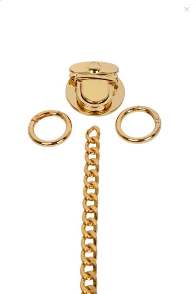 ÜNSALAN HOBİ مجموعة سلسلة حقيبة مقاومة للتشوه باللون الذهبي بطول 110 سم وعرض 12 مم قطعتين حلقة ذكية ومشبك قطعة واحدة