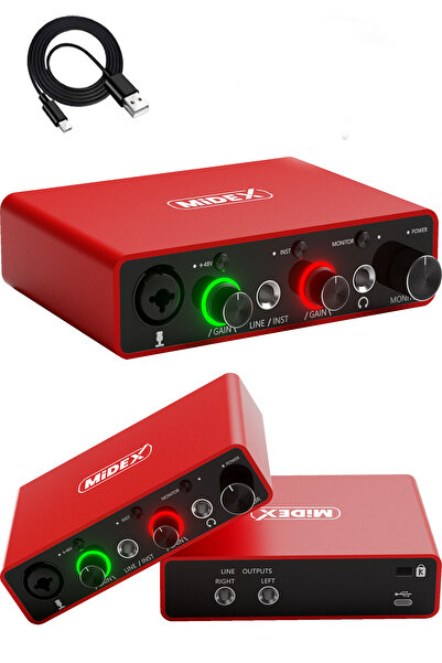 Midex Exclusive Paket-6 Stüdyo Ekipmanları Seti (Monitör Mikrofon Ses Kartı Kulaklık)