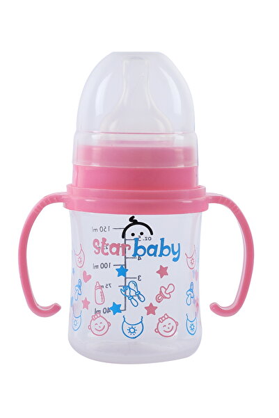 Star Baby Geniş Ağızlı Kulplu PP Biberon 150 ml Pembe