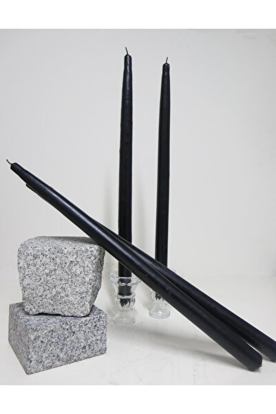 Missi MİSSİ 4 ADET SİYAH UZUN ŞAMDAN MUM SETİ (42 CM)