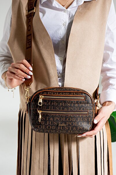 Just Polo Multi-Compartment Women's Shoulder Bag Crossbody Bag 2183 Brown