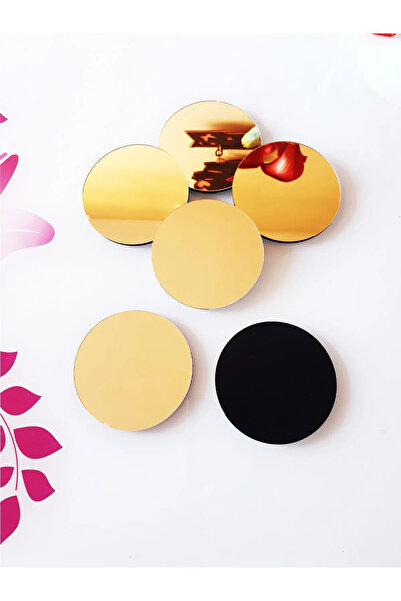 Elfora Gold Pleksi Çay Tabağı Bardak Altlığı 6'lı Set 8cm Düz Gold Bardak Alt...