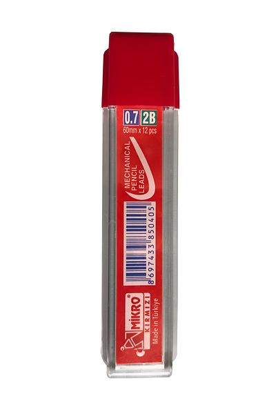 Mikro Pencil Lead 0.7 mm Short Min Versatil Pencil Lead 60 mm Red Pencil Lead - 1 Piece RED