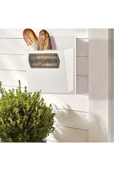 The Mia Galvanized Metal 37x27x17cm Hanging Bread & Newspaper Holder White Glv0524