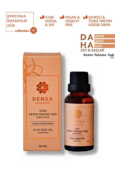 Densa Essential 30 مل زيت بذور الكتان النقي 100% - معصور على البارد