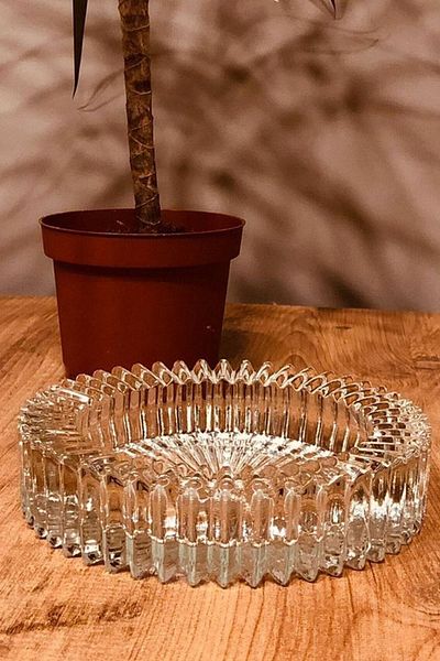Axe Tools 4 Pieces Crystal Round Decorative Crystal Heavy Ashtray
