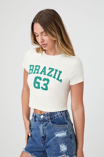 Bengi Clothing Γυναικεία μπλούζα με κοντομάνικη στάμπα σε λευκό χρώμα