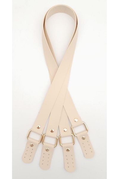 angel çanta aksesuar Cream Colored Faux Leather Square Bag - Light Gold Metal
