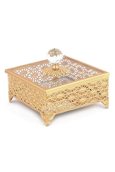 HELVACIOĞLU AKSESUAR 27 Cutie Pătrată Cu Capac Cu Motiv 14*14 Cm