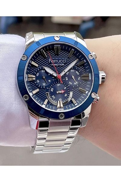 Ferrucci Men's Multifunctional Metal Band Wristwatch