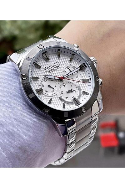 Ferrucci Men's Multifunctional Metal Band Wristwatch