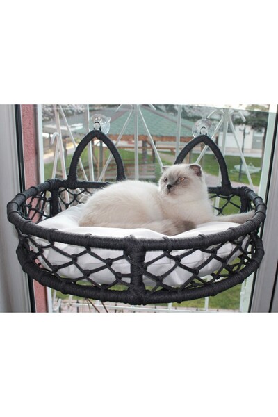 Genel Markalar Cedric Kedi Cam Yatağı & Cam Askılı Vantuzlu Kedi Yatağı Antrasit