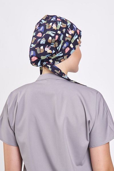 Owlet Medikal Bone Hijab bleumarin cu personaje de desene animate